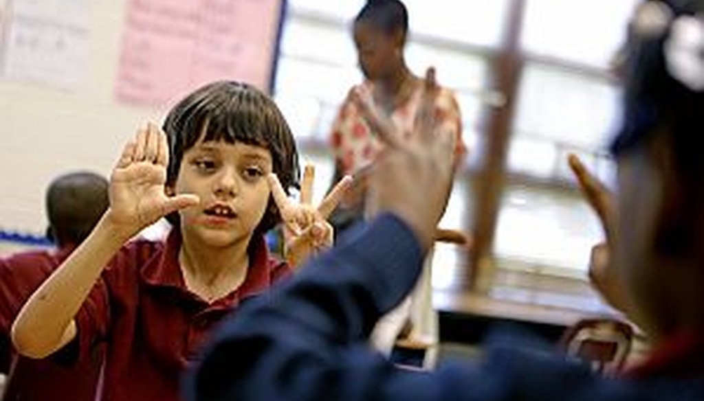 Second-grade Atlanta Public Schools students work through a math lesson in advance of CRCT standardized testing. A national union official criticized the time schools spend preparing for and administering the tests. (AP Photo/David Goldman)