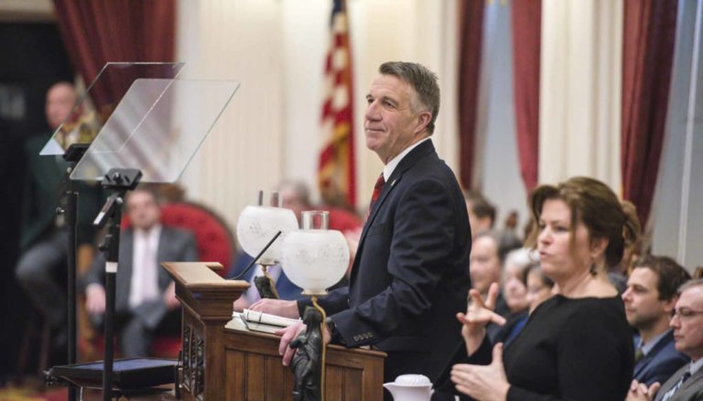 Vermont Gov. Phil Scott delivers his budget address in the House chamber on Thursday. Photo by Glenn Russell/VTDigger