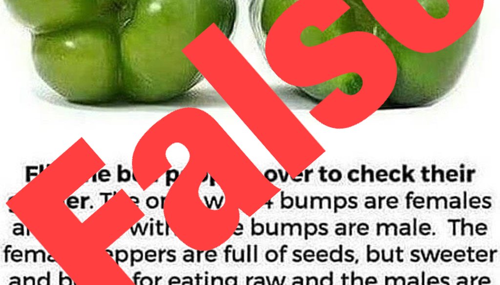 A viral image on Facebook claims that bell peppers have genders. We rate this claim False.