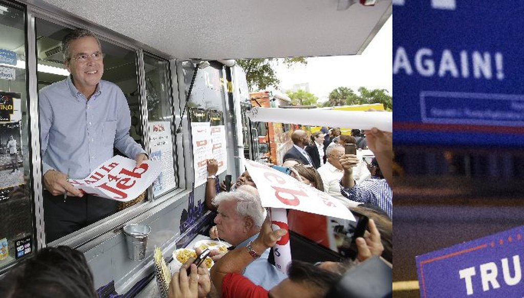 Former Florida Gov. Jeb Bush and Donald Trump announced for their candidacy in June. (Associated Press and Getty Images photos)