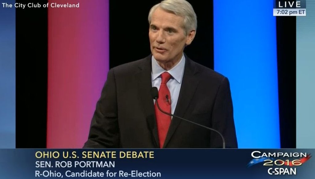 U.S. Sen. Rob Portman, R-Ohio, debated Democratic challenger Ted Strickland at the City Club in Cleveland on Oct. 20, 2016.