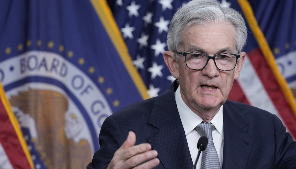 Federal Reserve Chair Jerome Powell at a news conference at the Federal Reserve in Washington on Nov. 1, 2023. (AP)