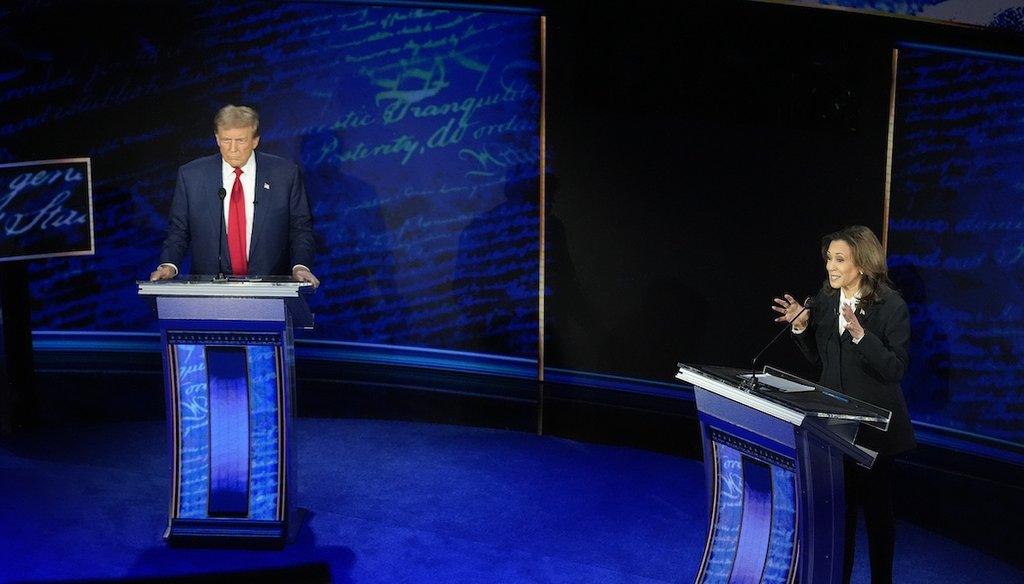 Former President Donald Trump and Vice President Kamala Harris debate Sept. 10, 2024, in Philadelphia. (AP)