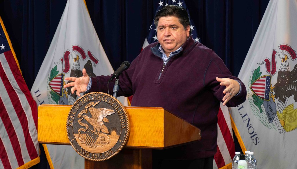 Gov. J.B. Pritzker provides a COVID-19 update during a November, 2020 press conference. (April Alonso for Better Government Association/CatchLight)