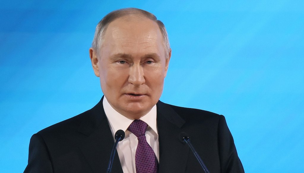 Russian President Vladmiri Putin’s lies about Ukraine were the 2022 Lie of the Year. (AP)