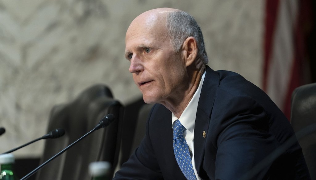 Sen. Rick Scott, R-Fla., speaks, during a Senate Armed Services Committee hearing on Capitol Hill in Washington, March 14, 2024. (AP)