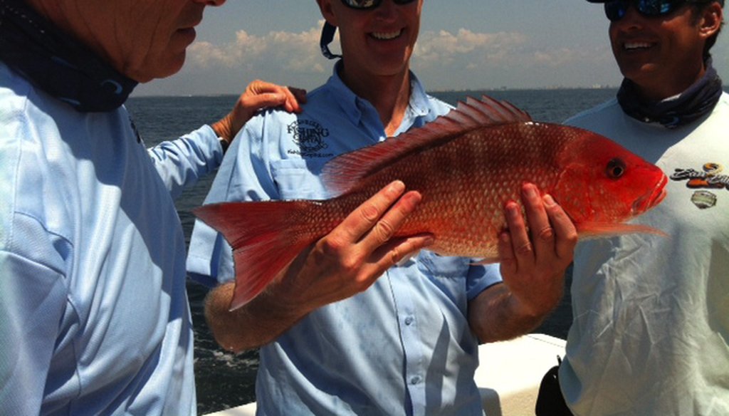 Florida Gov. Rick Scott beat Texas Gov. Rick Perry in a 2012 fishing derby off the Gulf of Mexico in Destin. Photo courtesy State of Florida.