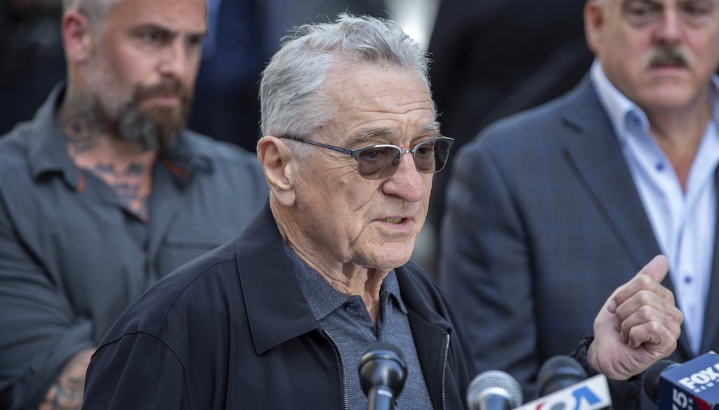 Actor Robert De Niro campaigns for President Joe Biden outside former President Donald Trump's criminal trial in New York, May 28, 2024. (AP)