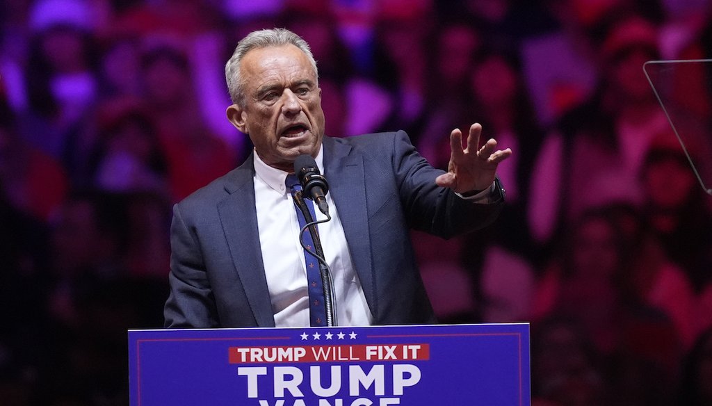 Robert F. Kennedy Jr. speaks before former President Donald Trump at a campaign rally at Madison Square Garden on Oct. 27, 2024, in New York. (AP)