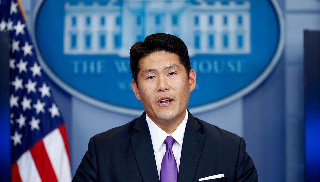 Robert Hur, now the special counsel investigating President Joe Biden’s handling of classified documents, speaks July 27, 2017, at the White House. (AP)