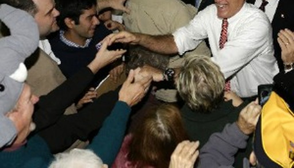 Mitt Romney stumps in Roanoke, Virginia, Nov. 1, 2012 (Associated Press photo, Charles Dharapak).