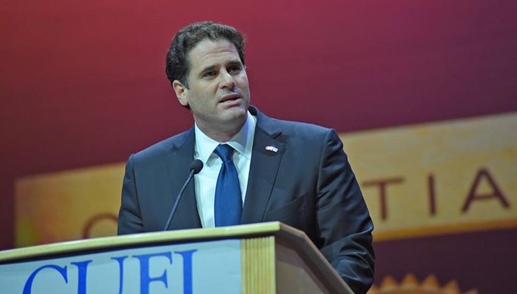 Israeli Ambassador to the United States Ron Dermer addresses members of Christians United for Israel at a Washington summit July 13, 2015. (Dermer's Facebook)