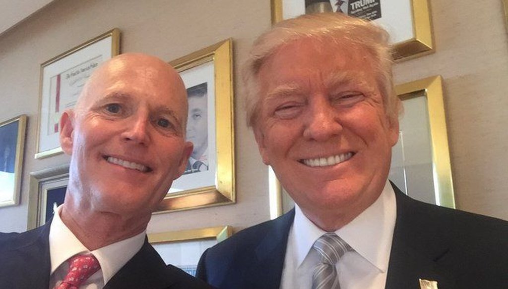 Florida Gov. Rick Scott and President Elect Donald Trump posed for a selfie in New York in November 2016.
