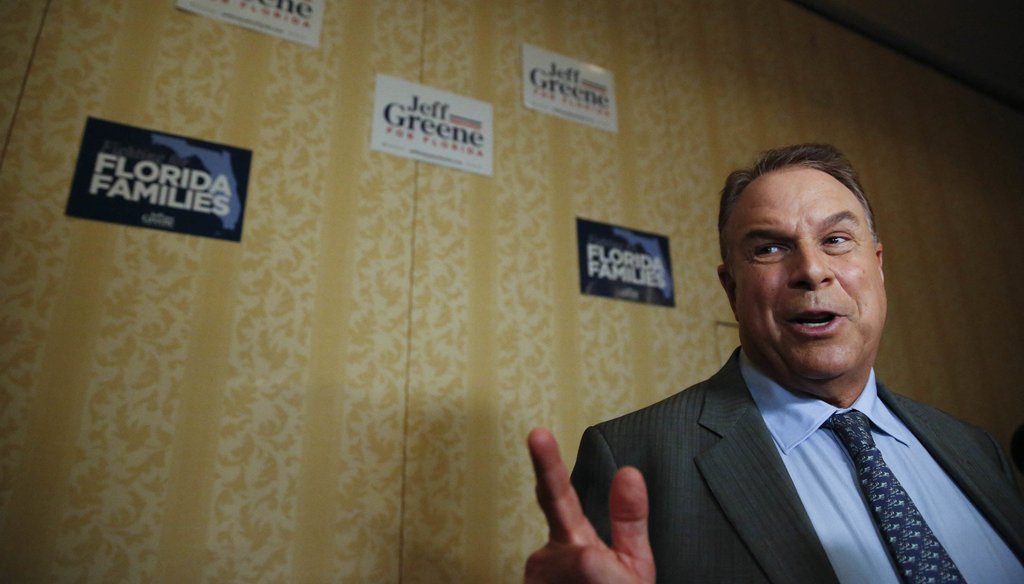 Democratic gubernatorial candidate Jeff Greene speaks to the media after a debate ahead of the Democratic primary for governor on Thursday, Aug. 2, 2018, in Palm Beach Gardens, Fla. (AP Photo/Brynn Anderson)