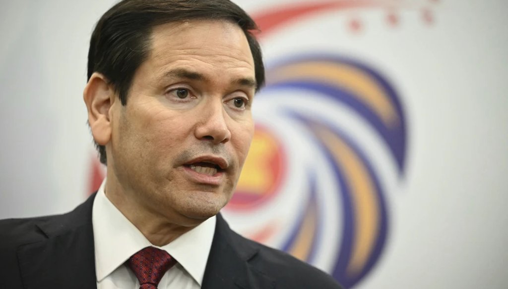 US Secretary of State Marco Rubio takes part in a media briefing in Kuala Lumpur on July 10, 2025. (AP)