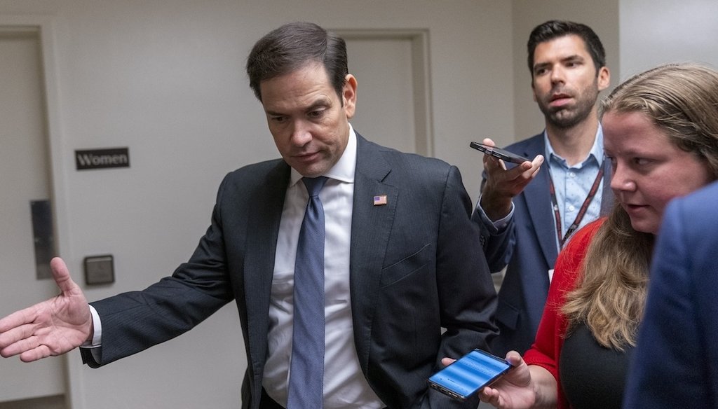 Sen. Marco Rubio, R-Fla., speaks with reporters as he walks to a vote on Capitol Hill on Sept. 6, 2023. (AP)