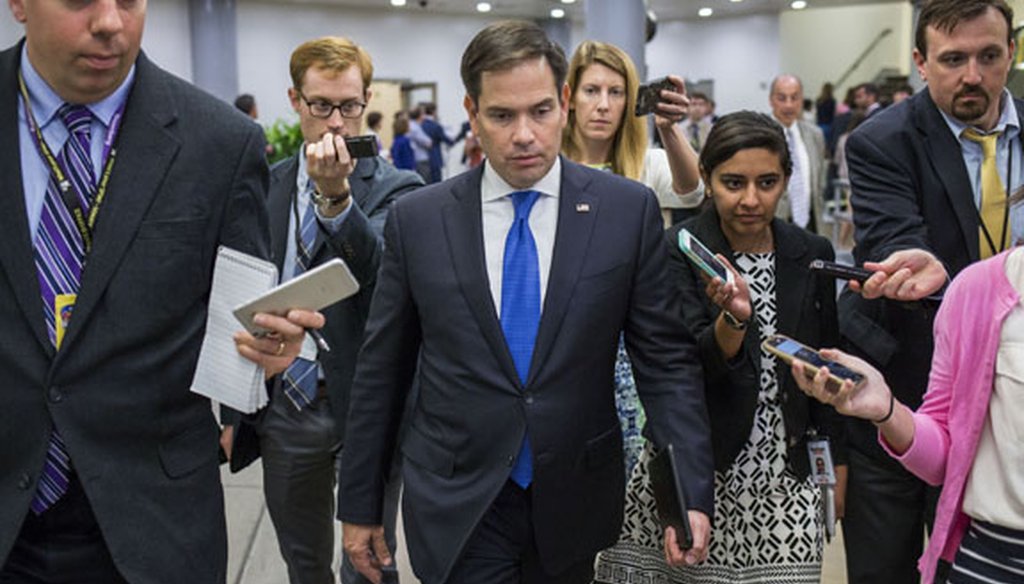U.S. Sen. Marco Rubio of Florida leaves the Capitol in Washington after a vote on Sept. 8, 2016. (New York Times photo)