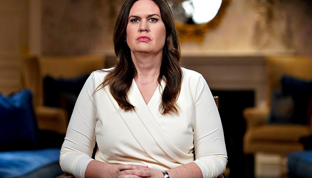 Gov. Sarah Huckabee Sanders, R-Ark., waits to deliver the Republican response to President Biden's State of the Union address, Tuesday, Feb. 7, 2023, in Little Rock, Ark. (AP)
