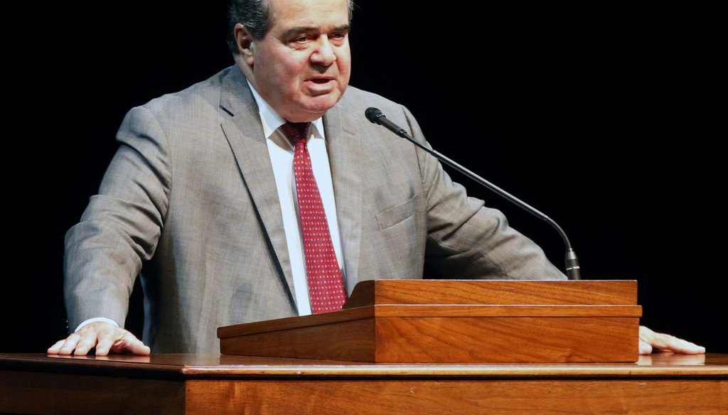 In this Oct. 20, 2015 file photo, Supreme Court Justice Antonin Scalia speaks at the University of Minnesota in Minneapolis. (AP Photo/Jim Mone) 
