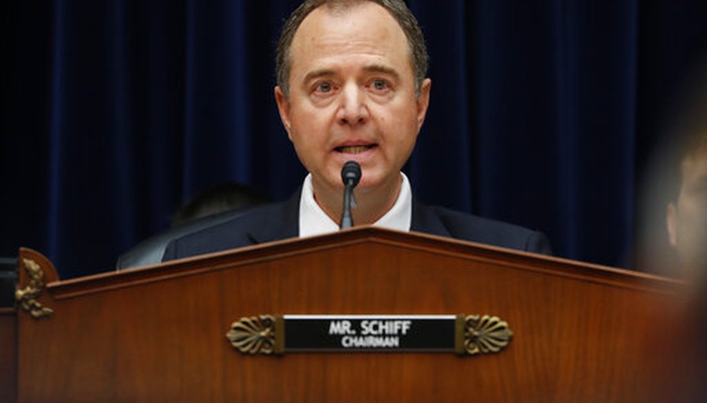 Rep. Adam Schiff, D-Calif., speaks before Acting Director of National Intelligence Joseph Maguire testifies before the House Intelligence Committee in Washington on Sept. 26, 2019. (AP/Monsivais)