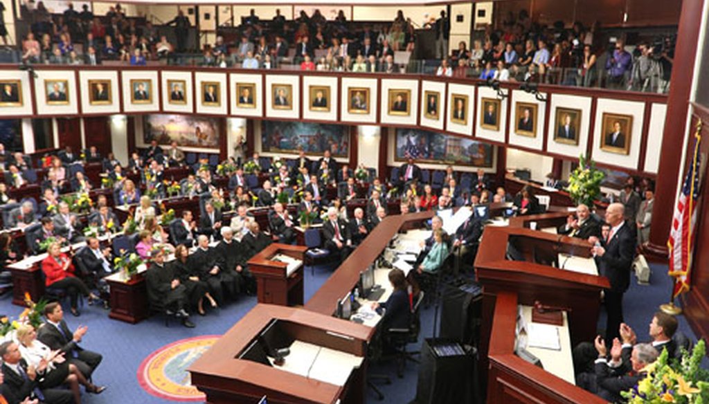 Gov. Rick Scott addresses the Florida Legislature on March 3, 2015, for his State of the State address at the beginning of the session. (Tampa Bay Times photo)