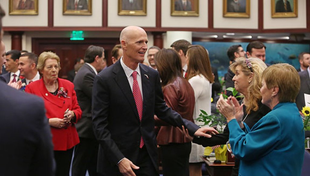 Gov. Rick Scott greets people before his State of the State address on Jan. 12, 2016. (Tampa Bay Times photo)
