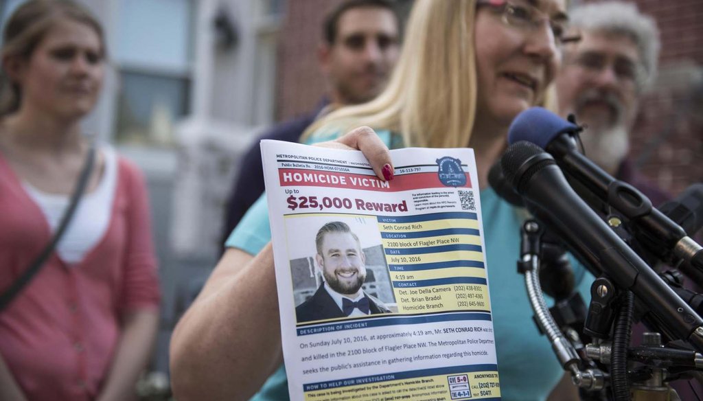 Mary Rich, the mother of slain DNC staffer Seth Rich, at a news conference in August. The family is demanding that Fox News retract stories. (Washington Post/Michael Robinson Chavez)