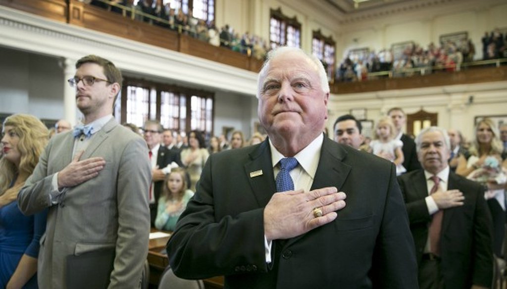 Trey Blocker says Sid Miller, the Texas agriculture commissioner shown here on the Texas House floor in January 2017, was slow to reveal a computer hack releasing personal data for more than 700 students (photo: Jay Janner, Austin American-Statesman).