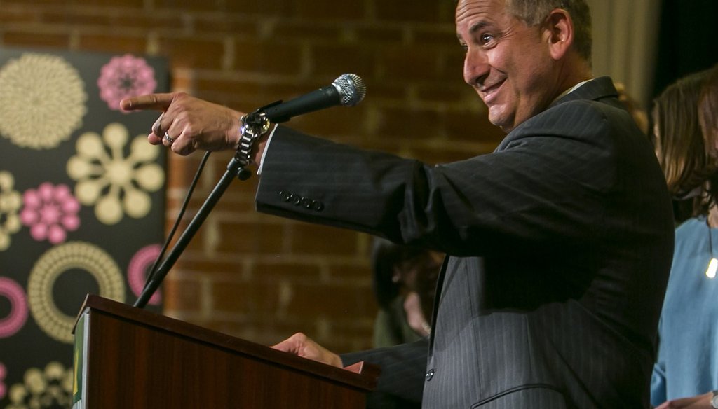 St. Petersburg Mayor Rick Kriseman claims victory at his watch party at Nova 535, St. Petersburg, Fla., Nov. 7, 2017. (CHERIE DIEZ | Times)