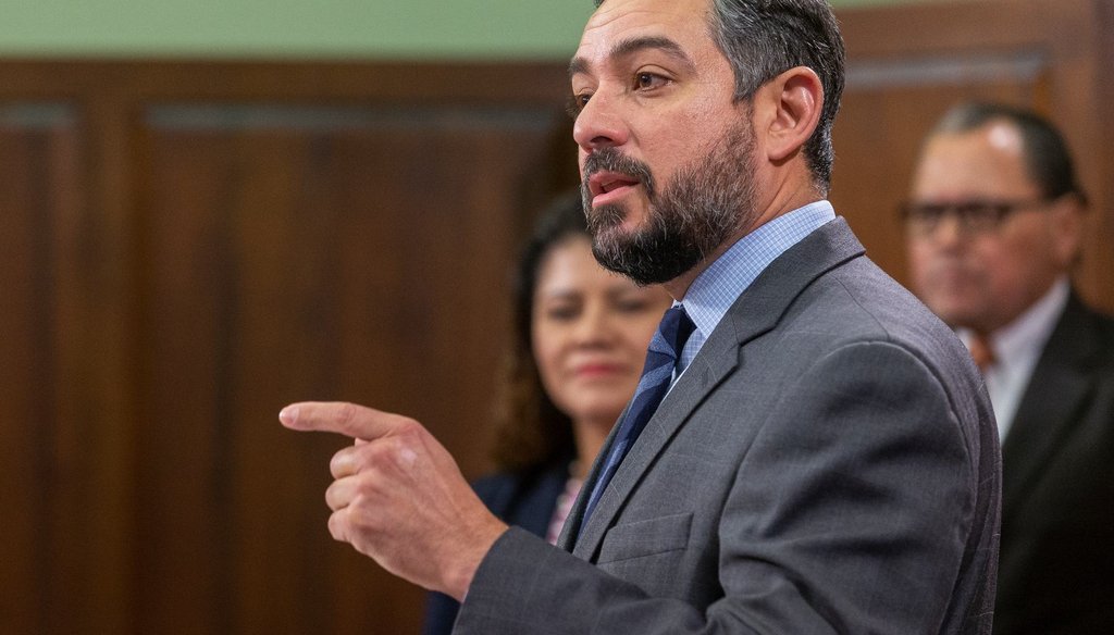 State Rep. César Blanco speaks during a press conference in Austin, Texas (Stephen Spillman/Austin American-Statesman).