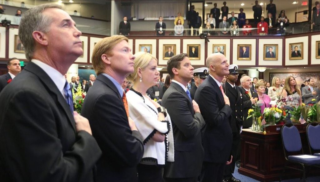 Gov. Rick Scott, right, delivered the 2015 State of the State address March 3, 2015, in Tallahassee. (Scott Keeler / Times)