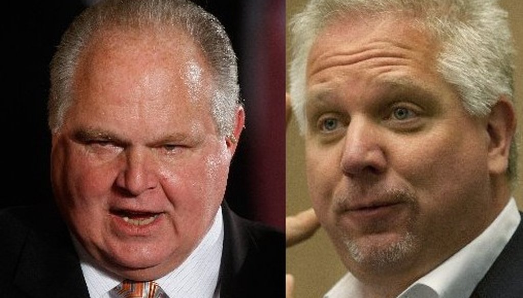 Conservative radio talk show hosts Rush Limbaugh and Glenn Beck have been talking about the health care law. We fact-check two of their recent claims.