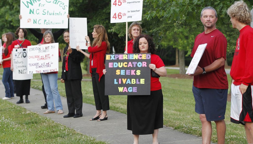 Teachers in Apex, North Carolina protest for higher pay in 2014