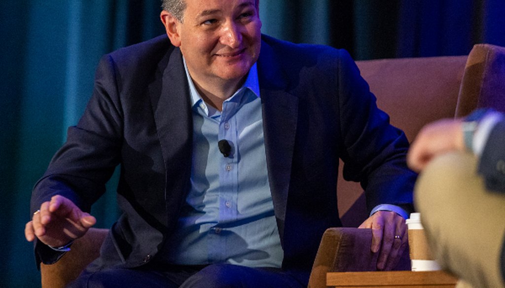 Ted Cruz, shown here speaking at an Austin event Aug. 4, 2018, says in an ad that Beto O'Rourke is open to abolishing Immigration and Customs Enforcement (STEPHEN SPILLMAN, for the Austin American-Statesman).
