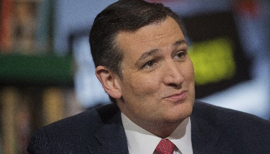 Sen. Ted Cruz of Texas critiques PolitiFact in his new book (Bloomberg TV photo).