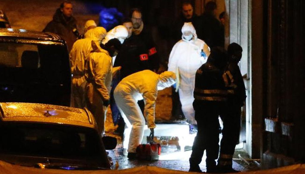 Police investigate a shootout in a street in Verviers, Belgium, on Thursday, in which police say they killed two terror suspects. (AP)
