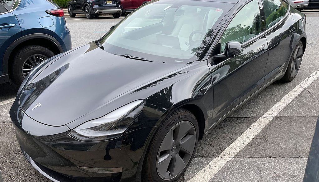 A Black Tesla is seen in Greenwich, Connecticut. (AP)