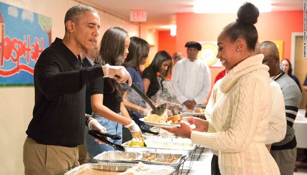 This photo of former President Barack Obama purportedly helping Hurricane Harvey victims was actually taken in Washington, D.C. on Nov. 25, 2015.