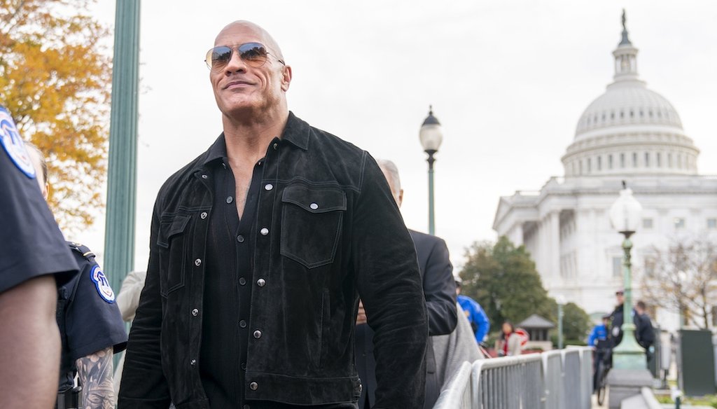 Dwayne "The Rock" Johnson leaves the Capitol after meeting with Senate Majority Leader Chuck Schumer of N.Y., Wednesday, Nov. 15, 2023, on Capitol Hill in Washington. (AP)