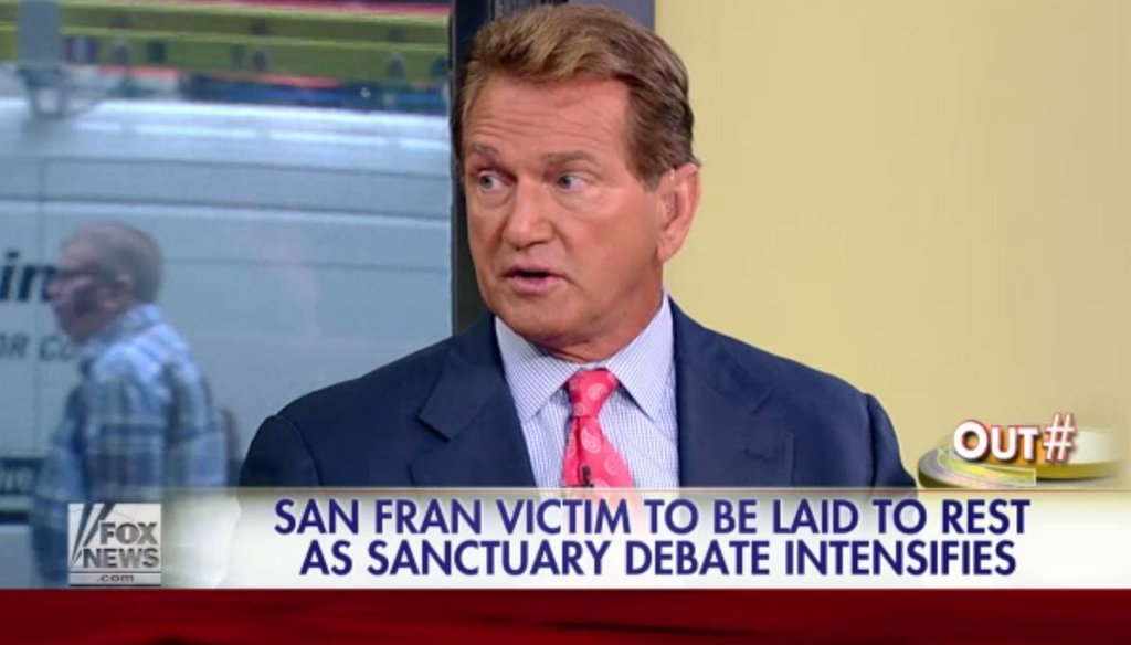 Former NFL great Joe Theismann stopped by Fox News' "Outnumbered" on July 9, 2015, to talk about immigration policy after an undocumented immigrant was linked to the shooting of a woman in San Francisco. (Screenshot)
