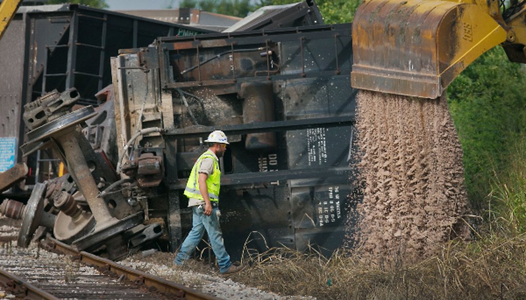 Raliroads and trains, like this one derailed near Austin in July 2018, no longer have anything to do with the Texas Railroad Commission (AUSTIN AMERICAN-STATESMAN, Ralph Barrera, July 10, 2018).