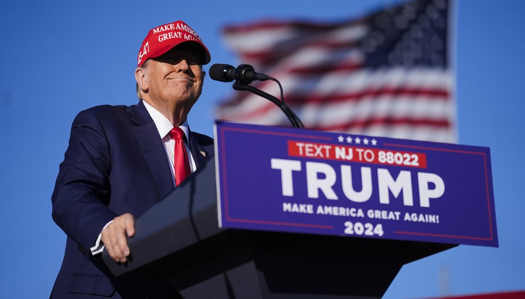 El expresidente Donald Trump, habla en un mitin de campaña en Wildwood, Nueva Jersey, el 11 de mayo de 2024. (AP)