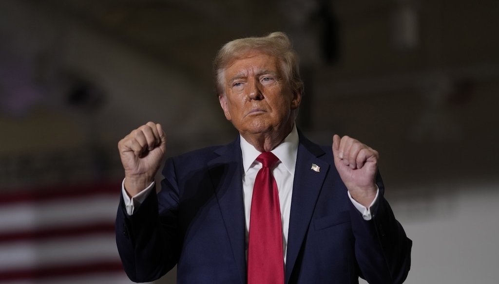 Former President Donald Trump dances after speaking at a campaign rally on Sept. 29, 2024, in Erie, Pa. (AP)