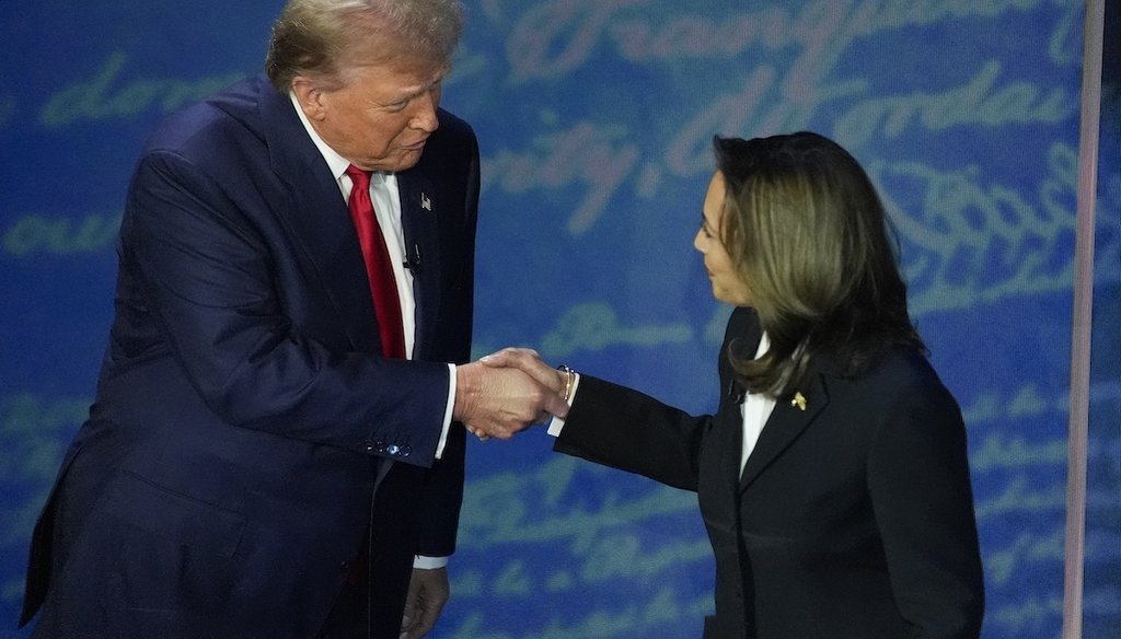 President-elect Donald Trump and Vice President Kamala Harris shake hands before the start of an ABC News presidential debate at the National Constitution Center, Sept. 10, 2024, in Philadelphia. (AP)