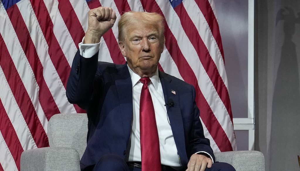 Former President Donald Trump speaks July 31, 2024, speaks at the National Association of Black Journalists convention in Chicago. (AP)