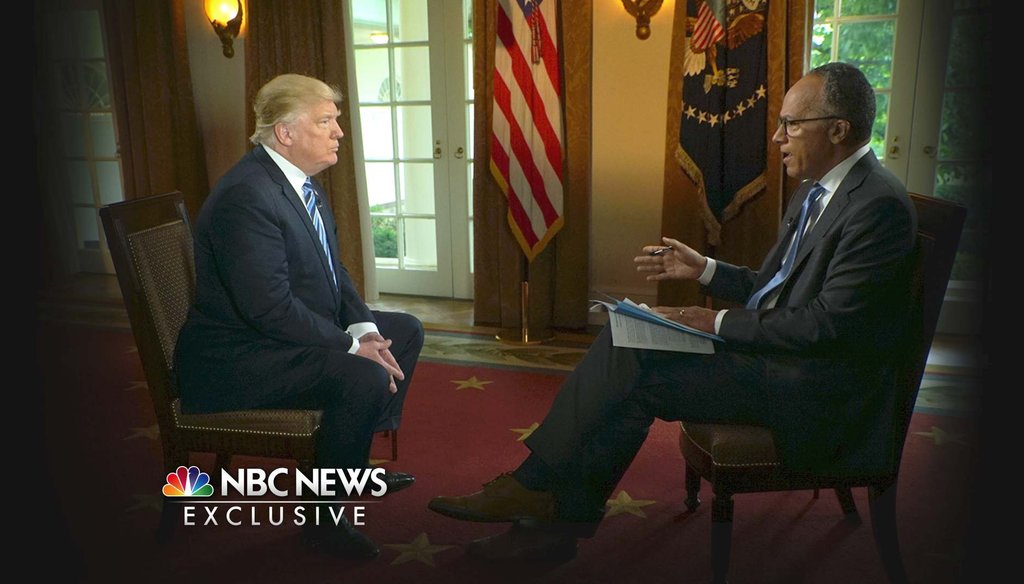 NBC’s Lester Holt interviews President Donald Trump May 11, 2017. (Joe Gabriel/NBC News via AP)