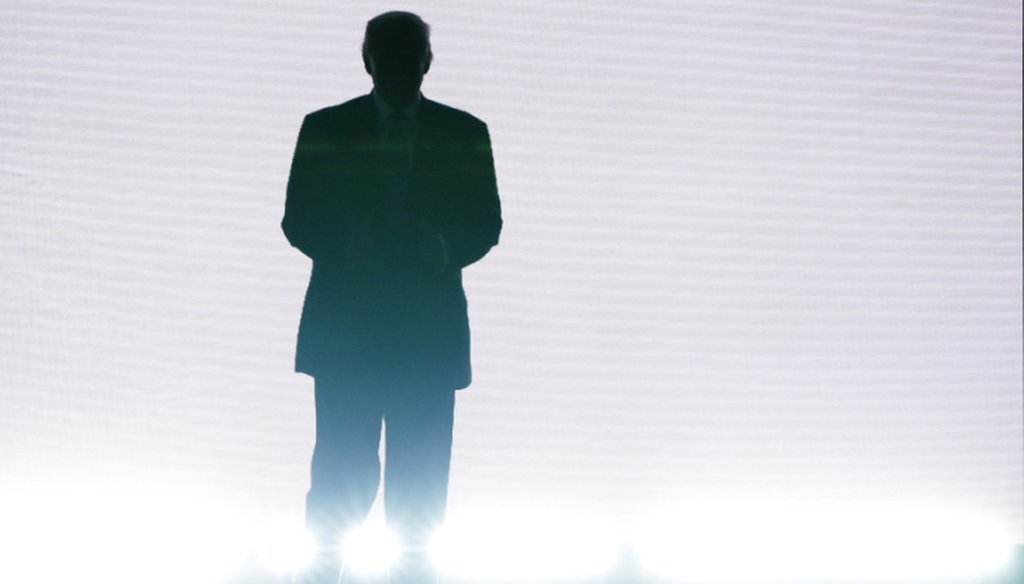 Presumptive Republican presidential nominee Donald Trump enters the stage to introduce his wife Melania on the first day of the Republican National Convention on July 18, 2016 at the Quicken Loans Arena in Cleveland, Ohio. (Getty)