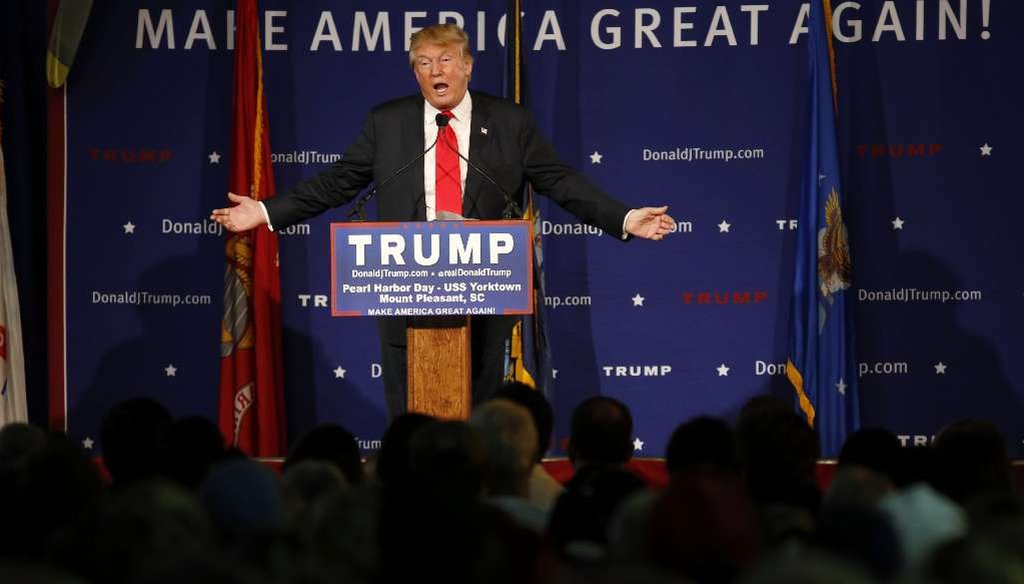  Republican presidential candidate Donald Trump speaks during a rally in Mt. Pleasant, S.C., Dec. 7, 2015. (AP Photo/Mic Smith)
