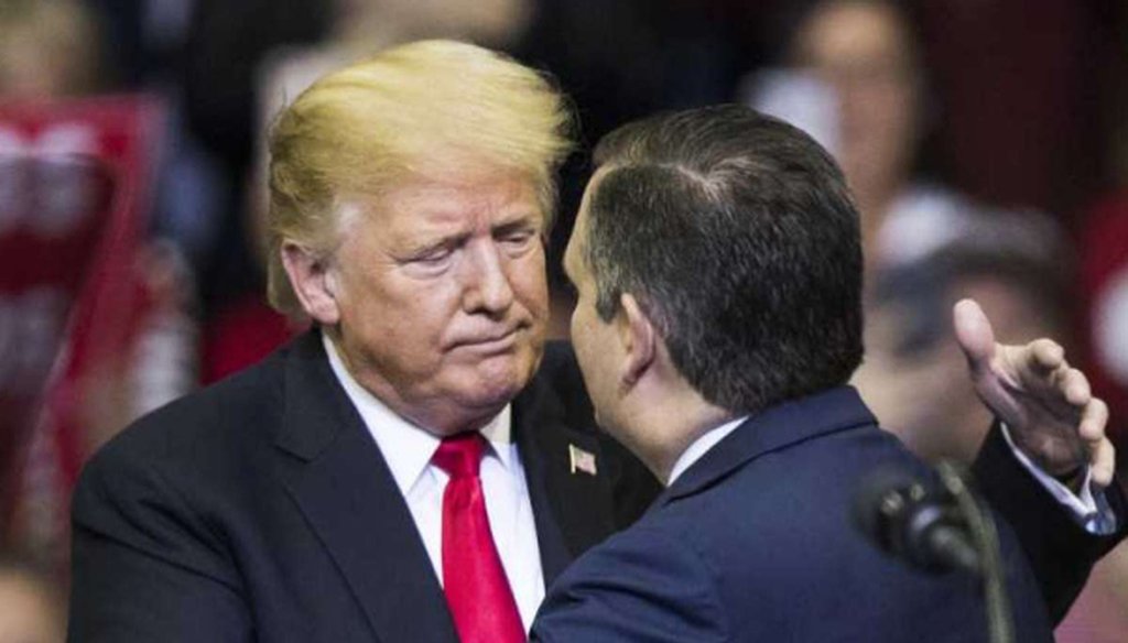 President Donald Trump, rallying Houston voters on Oct. 22, 2018 for Texas Sen. Ted Cruz and other Republicans, also made claims about Democratic Senate nominee Beto O'Rourke (HOUSTON CHRONICLE, Marie D. De Jesús).
