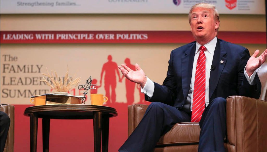 Donald Trump, July 18, 2015, speaking in Iowa. (AP)
